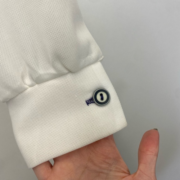 Vintage 60s/70s Pointed Collar Textured Long Sleeve Button Up Cropped Top - Picture 5 of 11